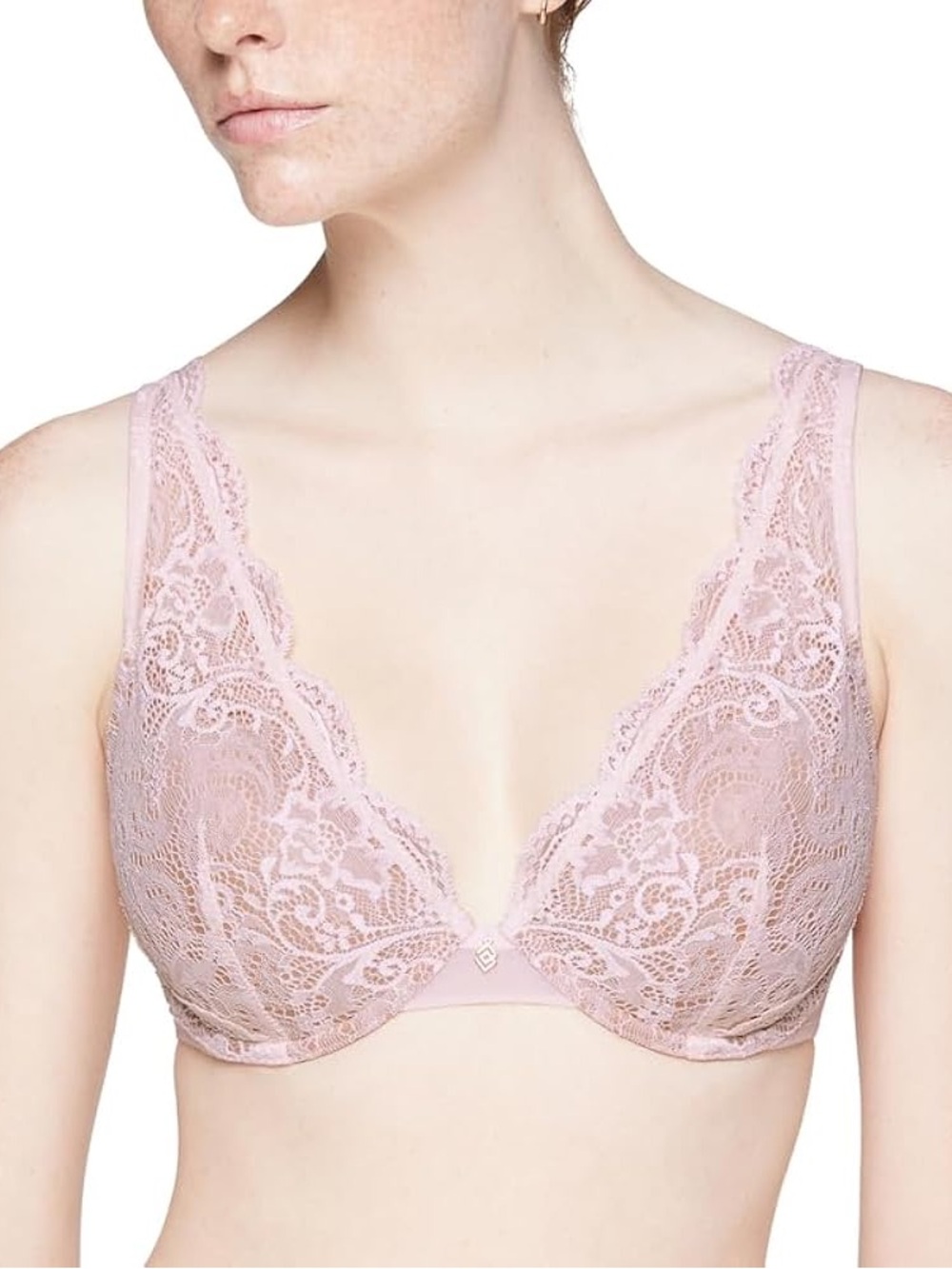 ThirdLove Dusty Rose Pink Floral Lace Contour Plunge Bra